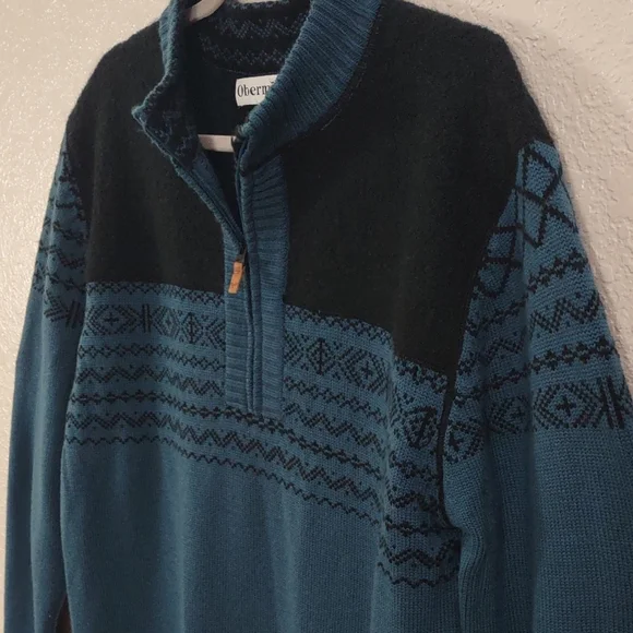 Obermeyer Men's Teal and Navy Zip-Up Sweater - Picture 6 of 17